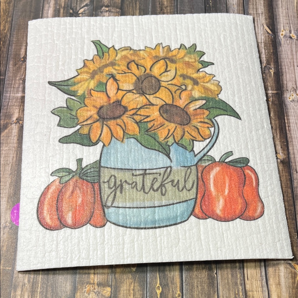 5for$10 Sunflower Fall Swedish Dishcloths Autumn Absorbent Dish Cloth 7 x 8 Inch